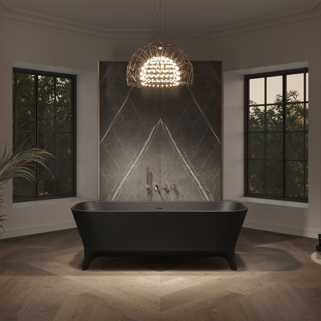 Ванна в центре комнаты в Mineral Stone® на ногах RILUXA MIRAM ARCH-00107957 - Вид №2