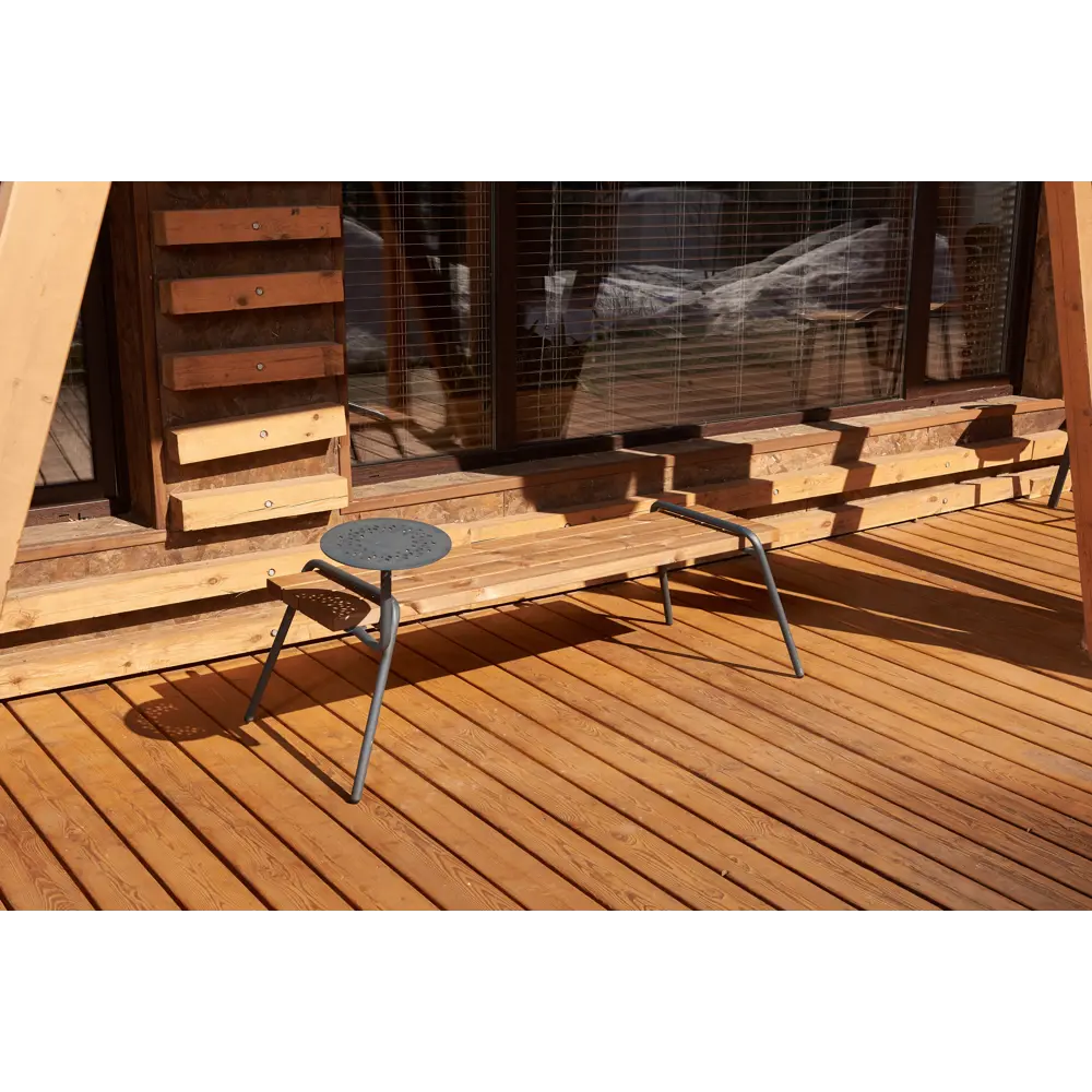 Скамейка садовая 150х38х44 см дерево/металл коричневая/черная Santreyd STLM-2087030 - Вид №4