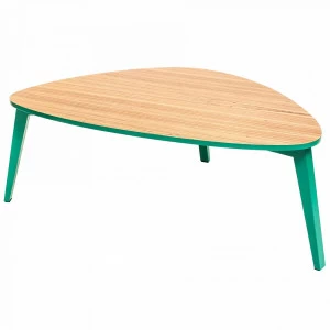 Журнальный столик треугольный зеленый с деревянным топом 122 см Shell Big TORY SUN SHELL 338717 Бежевый;зеленый