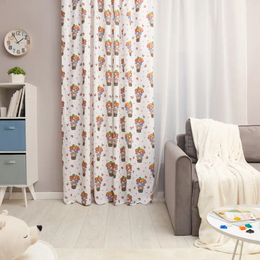 Штора на ленте Мишки 200x280 см цвет белый 85292695 STLM-2092912 MIAMOZA 
