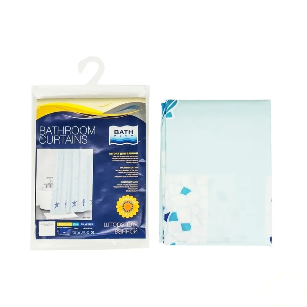Штора для ванны Bath Plus New Path, 180x180 см, полиэстер, цвет голубой Без серии STLM-2061162