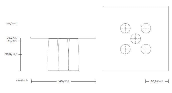 Мраморный квадратный обеденный стол Kettal колоннада ARCH-00062947 - Вид №4