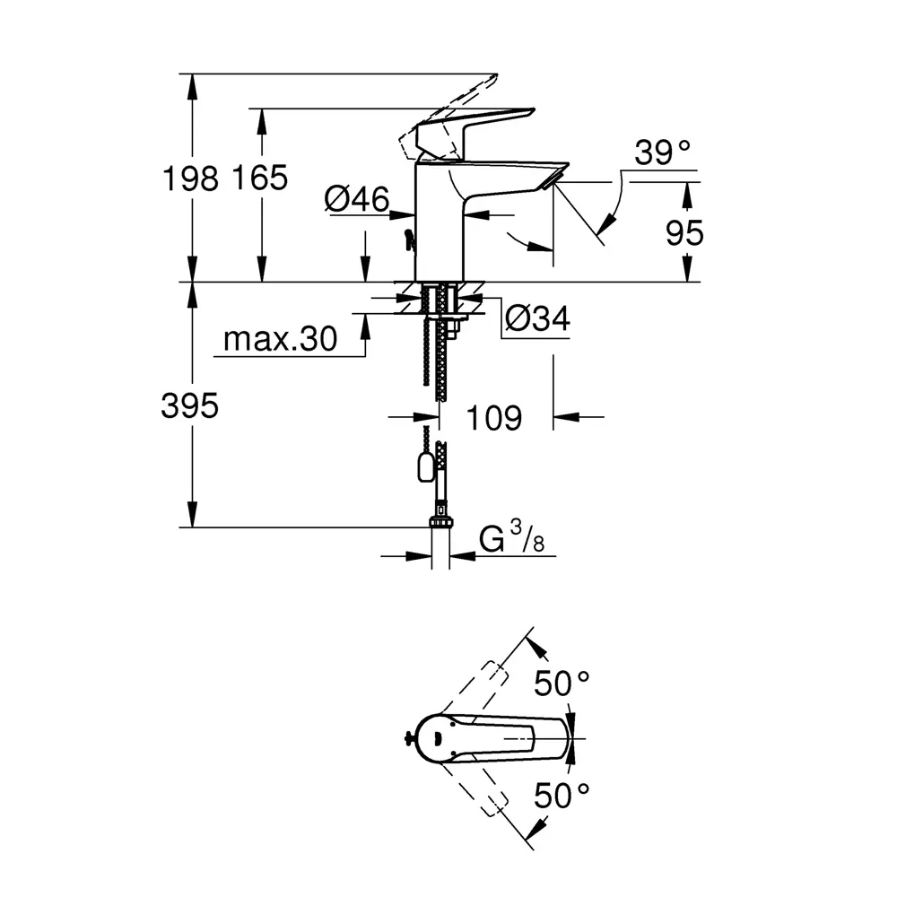Смеситель для раковины Grohe Start однорычажный размер S цвет хром STLM-2002497 - Вид №3