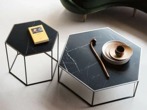 Desalto Шестиугольный журнальный столик из черного мрамора маркина