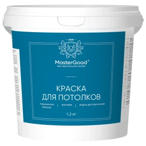 Краска для кухонь и ванных комнат Mastergood цвет белый 1.2 кг