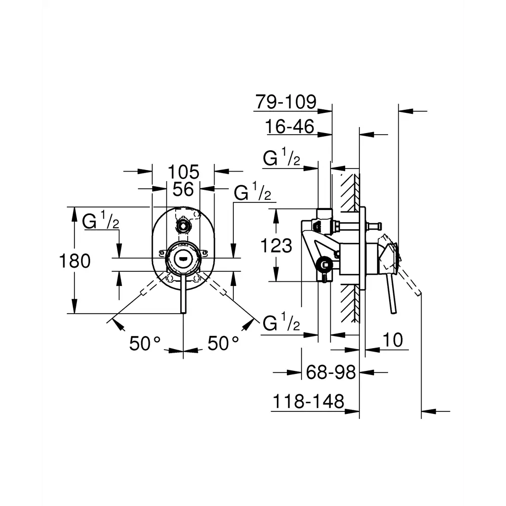 Смеситель для ванны встраиваемый Grohe Bauclassic 29047000 Bau Classic STLM-2000074 - Вид №6