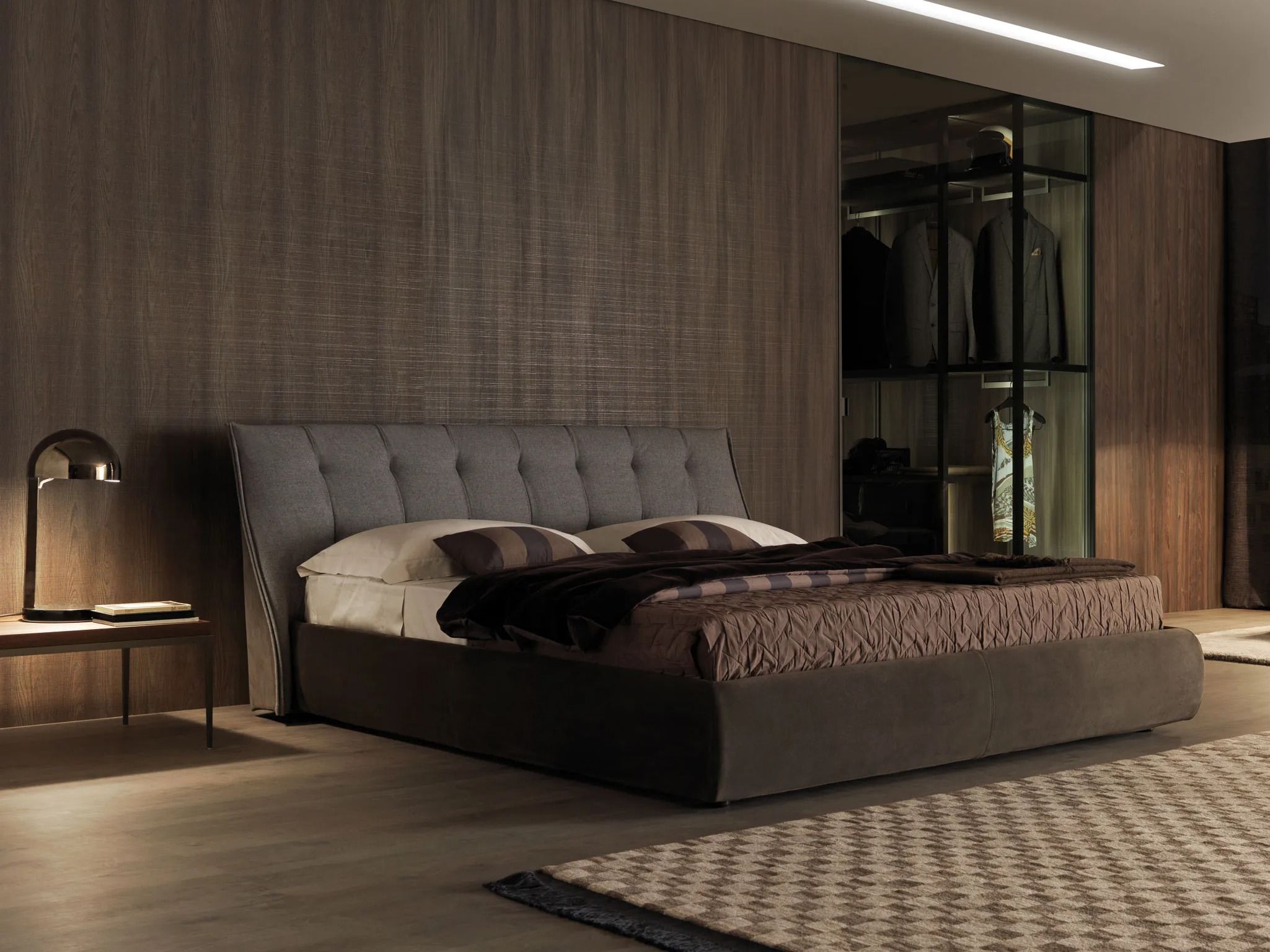 Замшевая кровать с капитонным изголовьем MisuraEmme SUMO ARCH-00092663