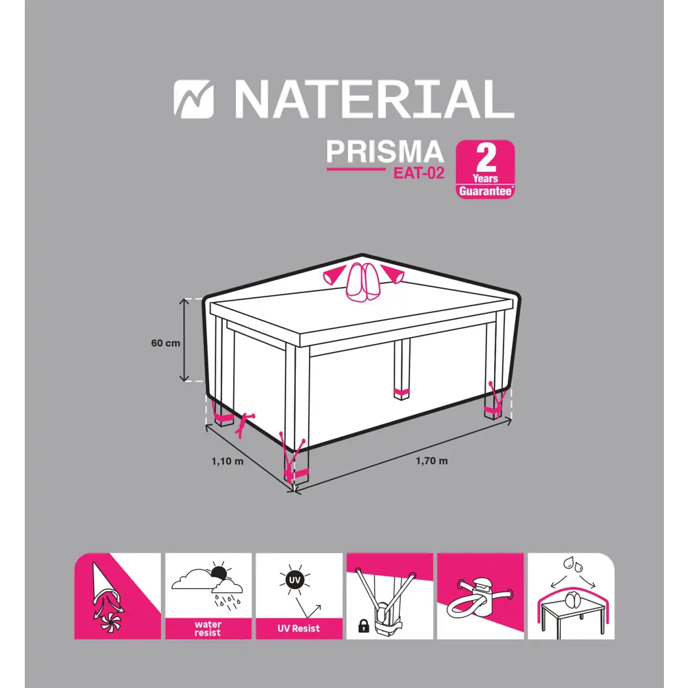 Защитный чехол для стола Naterial 170x60x110 см полиэстер светло-серый STLM-2113142 - Вид №10