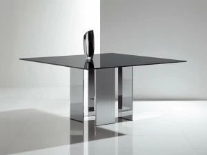 ACERBIS Квадратный стеклянный стол со стальным основанием