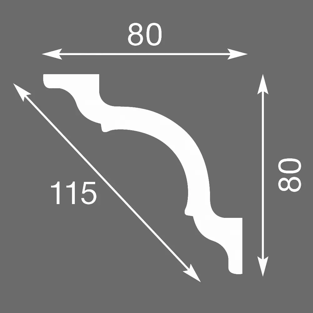 Плинтус потолочный экструдированный полистирол Inspire 11508А белый 80х80х2000 мм STLM-2090008 - Вид №3
