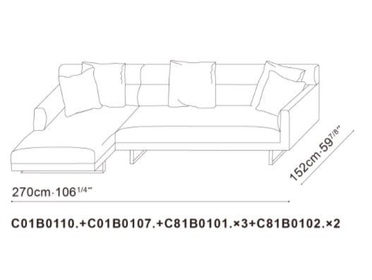 Тканевый диван с полуостровом CAMERICH Amor ARCH-00139214 - Вид №2
