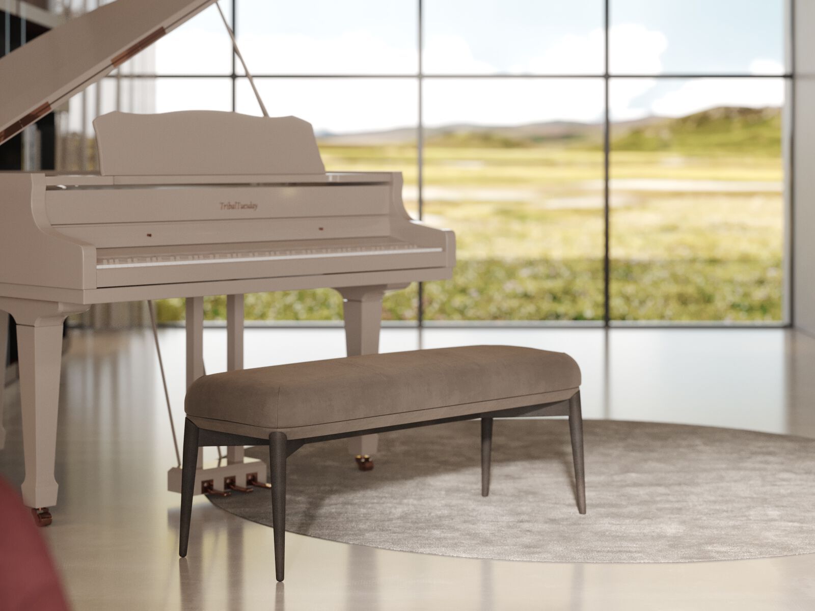 Мягкая скамейка из ткани PRADDY Natur ARCH-00123467 - Вид №4