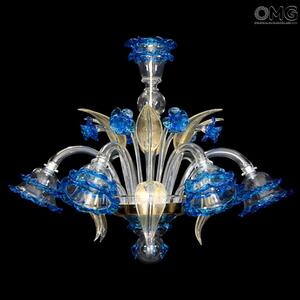1291 ORIGINALMURANOGLASS Люстра Синие Анемоны - Флорал - муранское стекло OMG  см