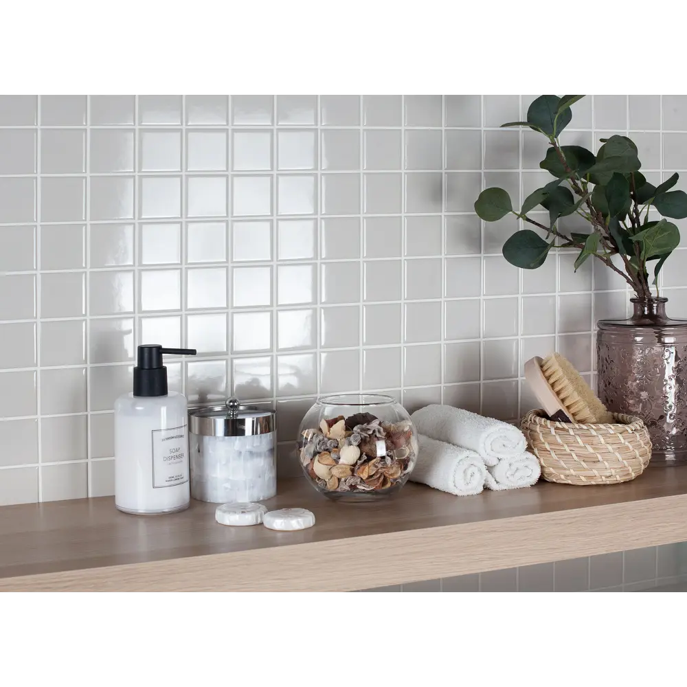 Мозаика керамическая Smart Mosaic Homework Grey Glossy 30.6x30.6 см цвет серый STLM-2139790 - Вид №4