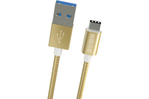 19004076 Кабель TypeC-USBA USB3.0 Gold нейлон 1,0м, AA, M-M 51767 Interstep
