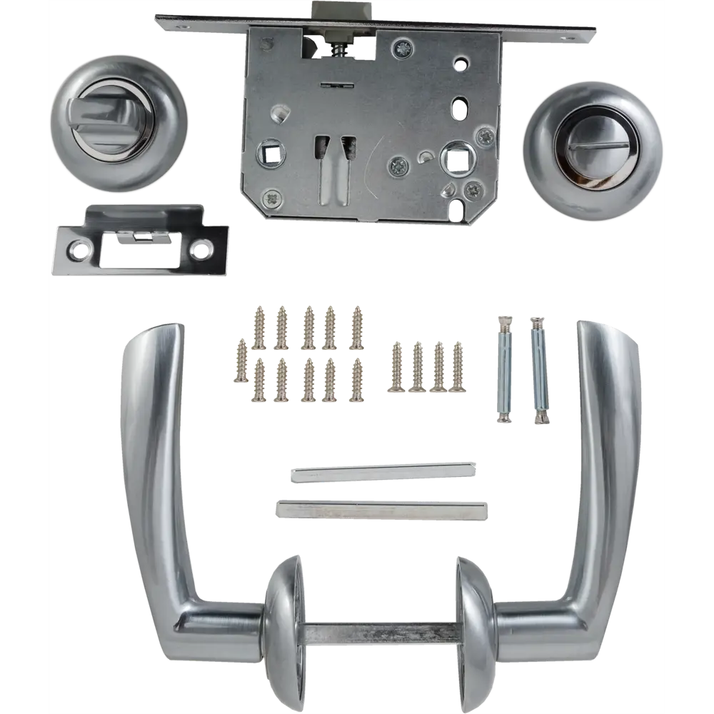 Дверные ручки Edson PS 14-Z01, с запиранием, комплект, цвет матовый хром STLM-2210251 - Вид №1