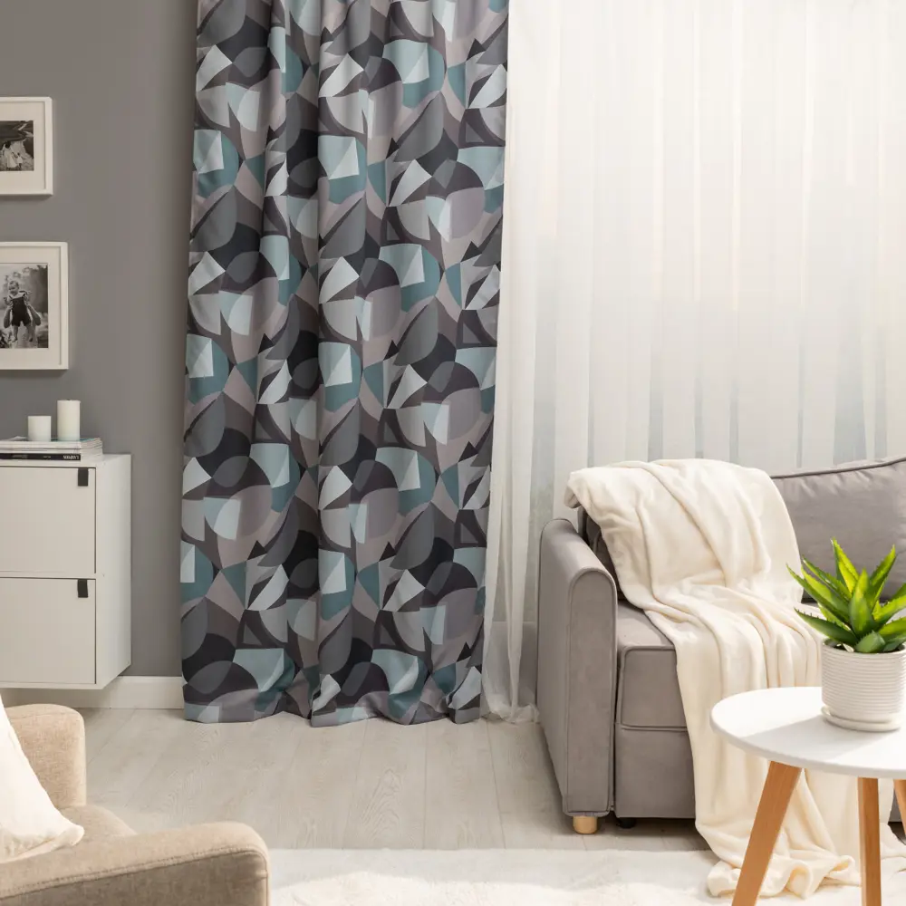 Штора на ленте Тундра 150x260 см цвет серо-зеленый SEASONS STLM-2169596