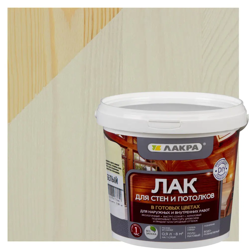 Лак тонированный для стен и потолка Лакра цвет белый 0.9 л STLM-2053630