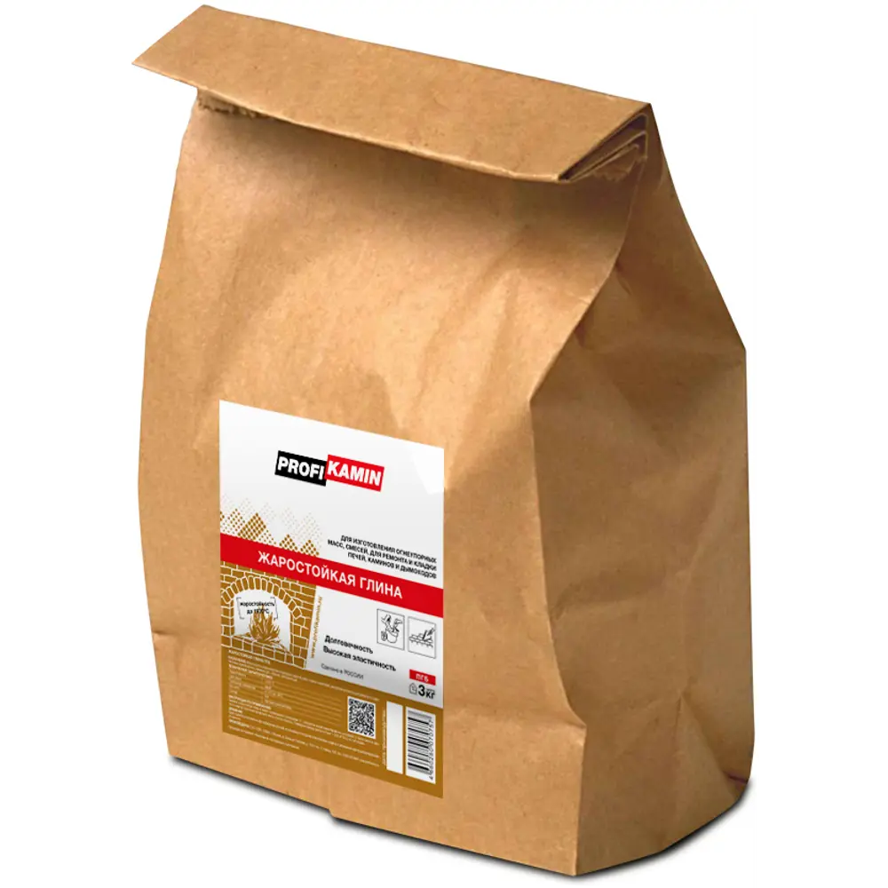 Глина огнеупорная Профикамин 3 кг PROFIKAMIN Жаростойкая глина STLM-2161280