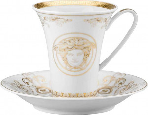 10562603 Rosenthal Versace Чашка кофейная с блюдцем Rosenthal Versace Медуза Гала 180мл, фарфор, золотая Фарфор