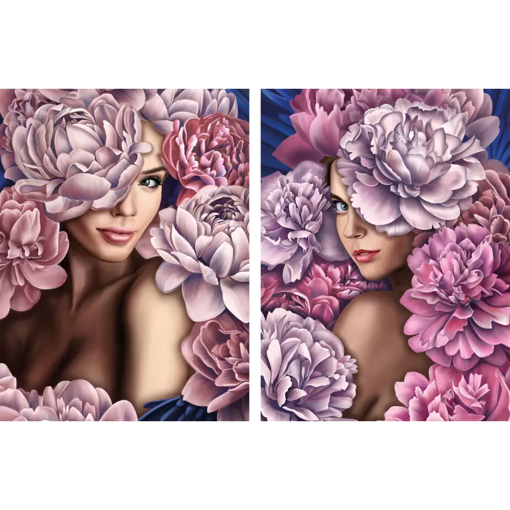 Картина модульная Девушки в цветах 45x60 см 2 шт POSTERMARKET STLM-2096798