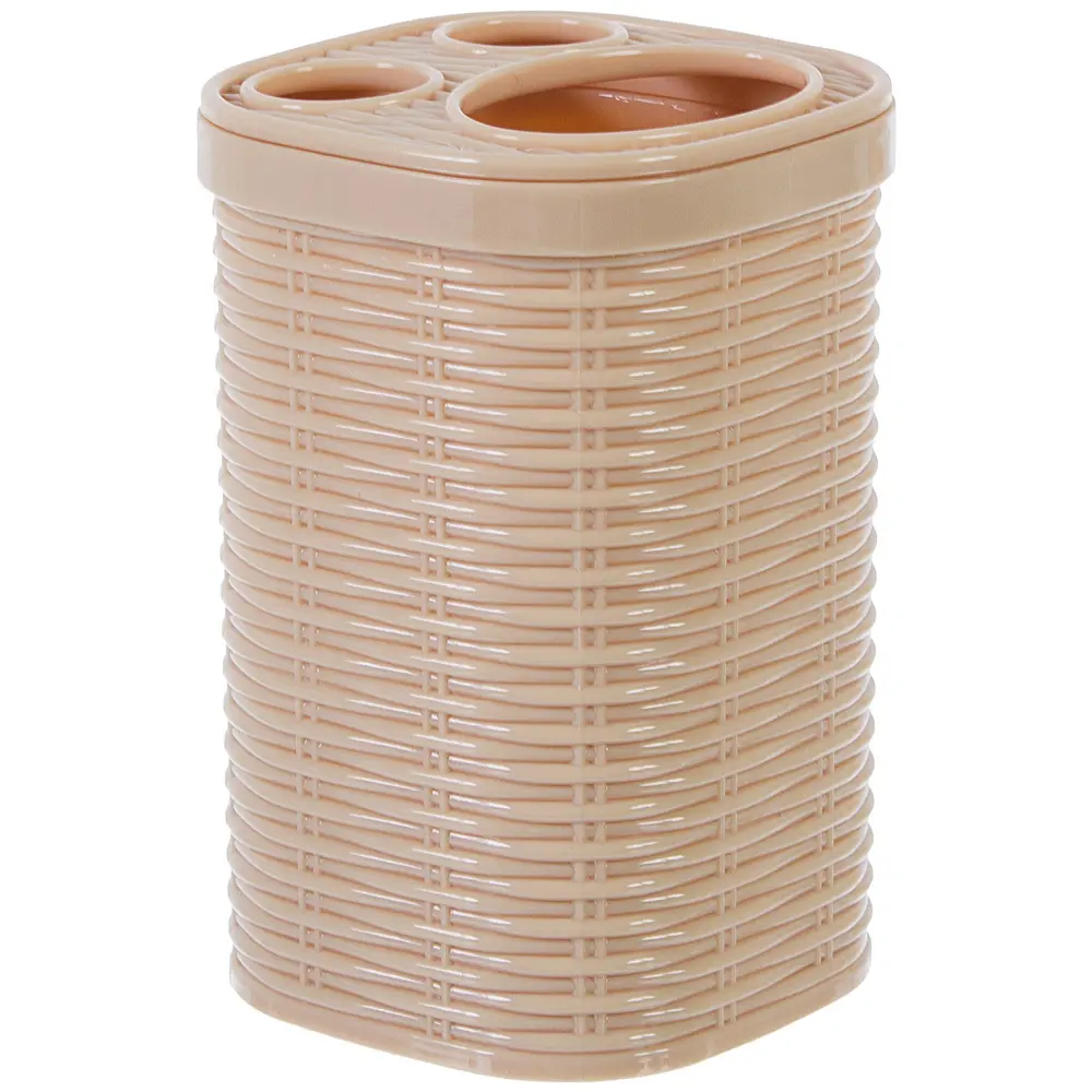 Стакан для зубных щёток настольный Swensa «Rotang» пластик цвет бежевый STLM-2196899