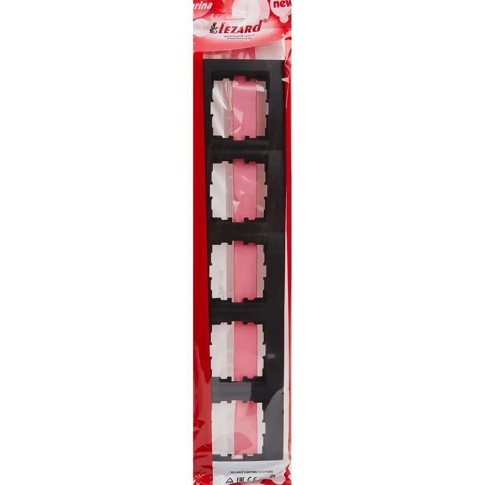 Рамка для розеток и выключателей Lezard Karina 5 постов горизонтальная цвет черный бархат STLM-2002908 - Вид №2