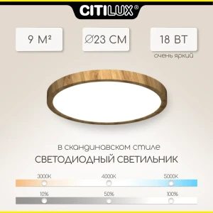 Светильник настенно-потолочный светодиодный Citilux CL738182V Бейсик 9 м² регулируемый белый свет цвет бежевый