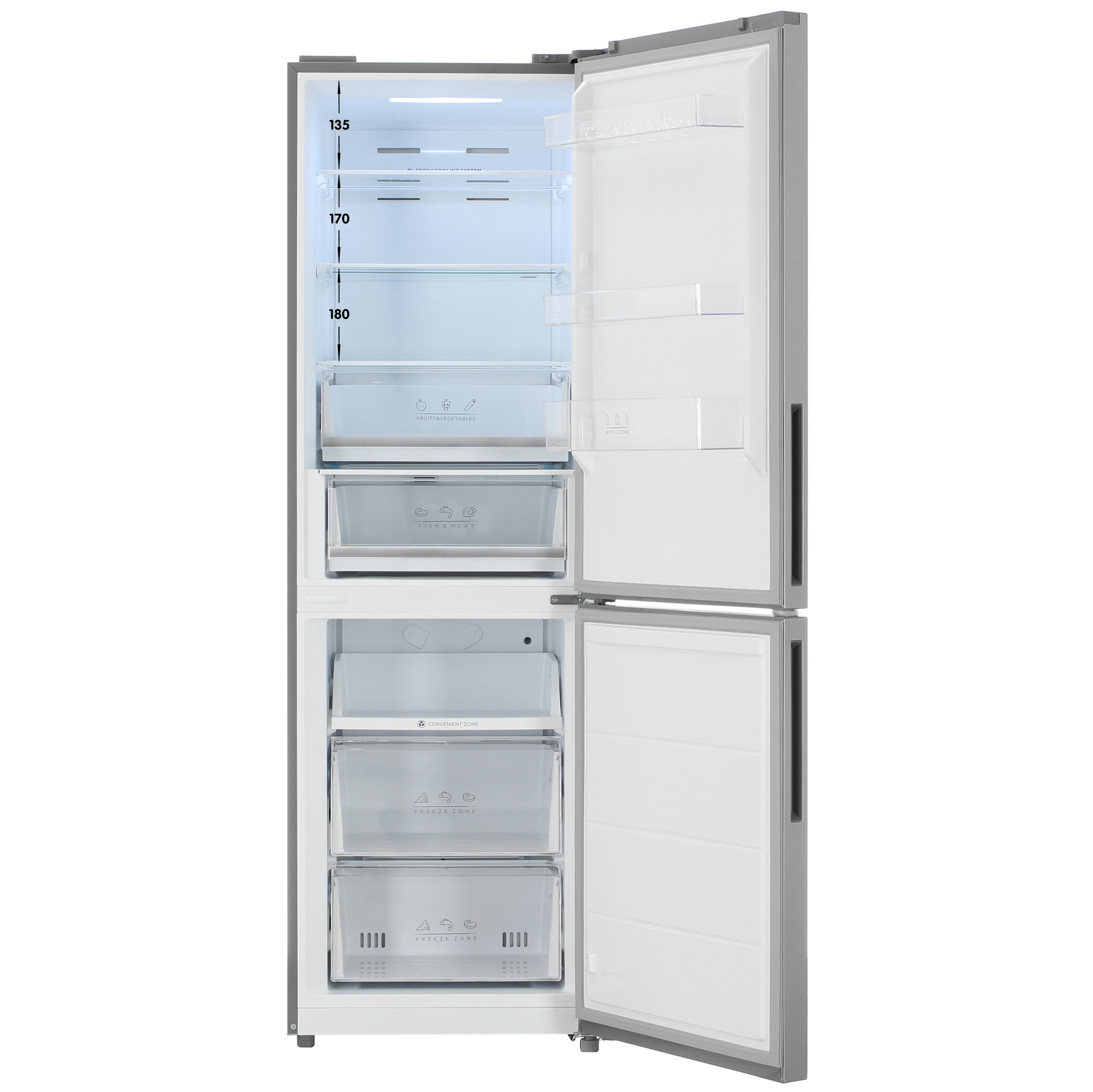 9261631 Холодильник с морозильником   DEXP B4-35AMA серебристый STDN-0101543 - Вид №1