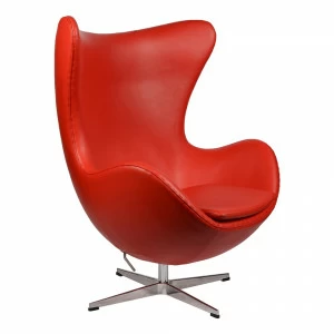 Кресло-яйцо кожаное с мягкими подлокотниками 104х80 см красное Egg Chair RedDeluxML035 SOHO DESIGN ДИЗАЙНЕРСКИЕ 00-3886287 Красный