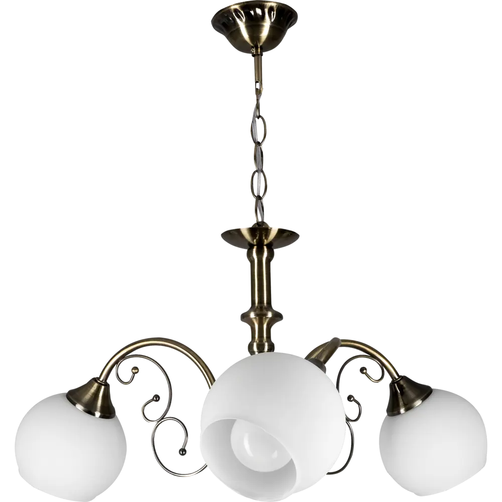 Люстра Буржуа 3xE27x60 Вт, металл/стекло, цвет бронза/белый WINK STLM-2061820 - Вид №2