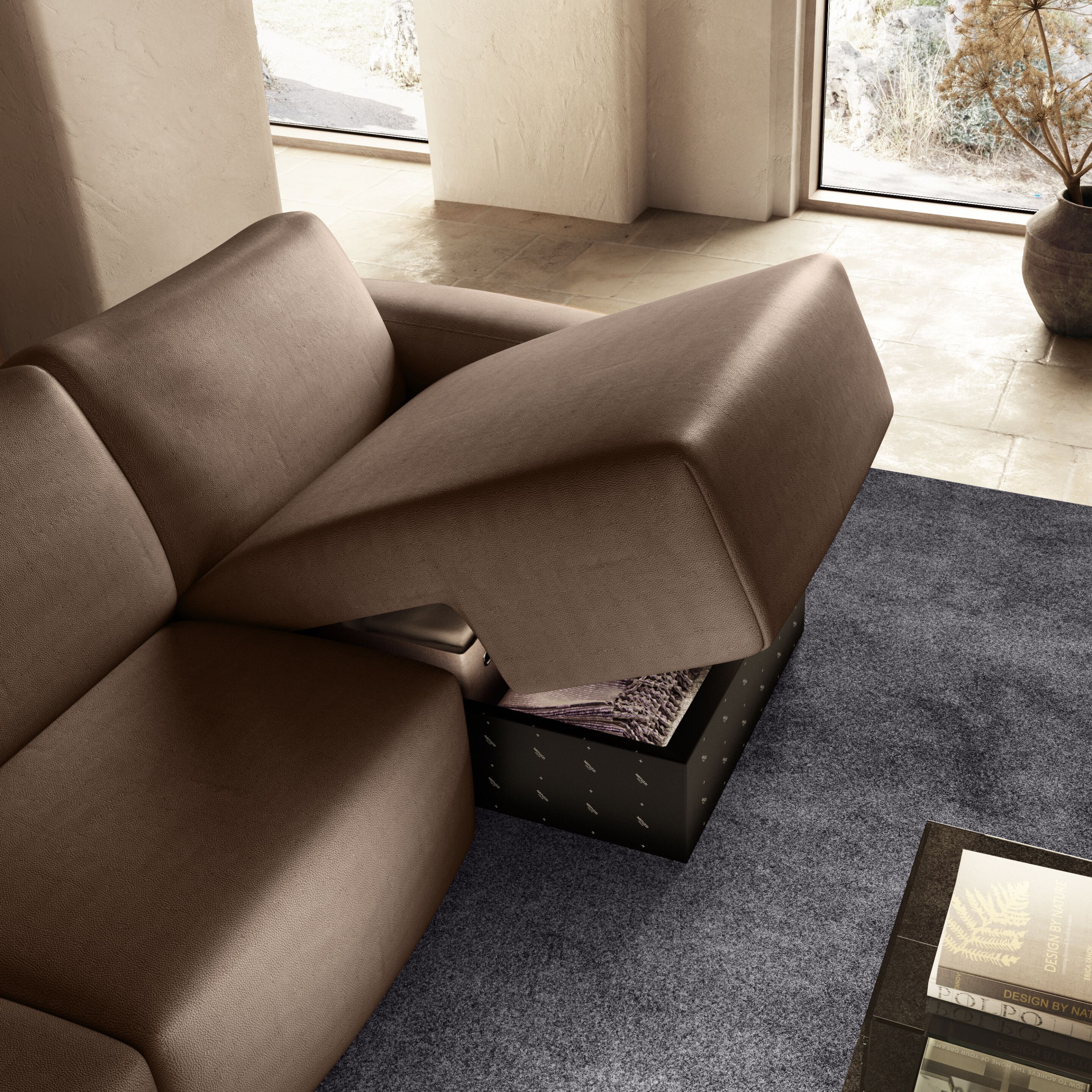 Кожаный диван-кровать с полуостровом Natuzzi Italia EASY ARCH-00135715 - Вид №3