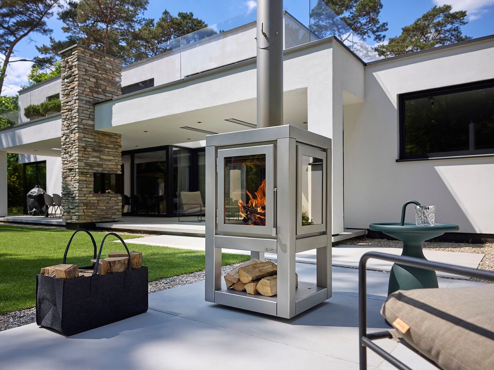 Отдельно стоящий открытый камин из нержавеющей стали RB73 Quaruba ARCH-00140498