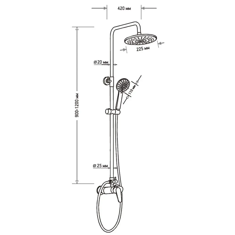 Душевая стойка Esko ST2009 со смесителем 1 режим цвет хром STLM-2096505 - Вид №5