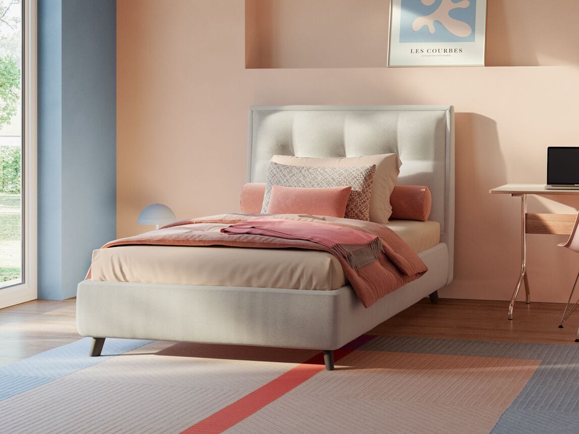 Односпальная кровать из ткани с мягким изголовьем Twils VENUS ARCH-00029060