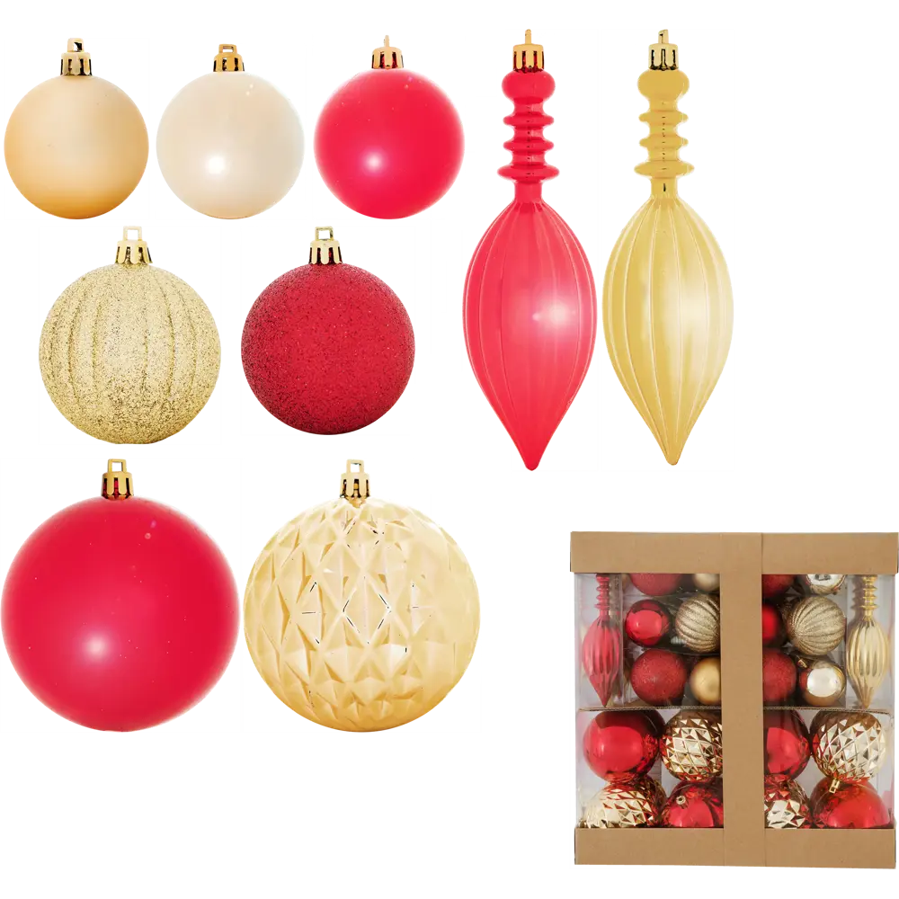 82609259 Набор ёлочных украшений 6-17 см цвет красный/золотой, 58 шт. STLM-0963819 Santreyd 
