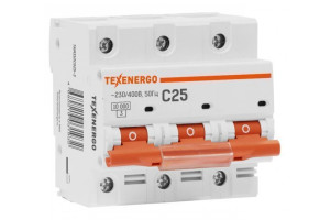 16402023 Автоматический выключатель ВА 47100 3п 25А 10кА характеристикка С TAM310C025-1 Texenergo