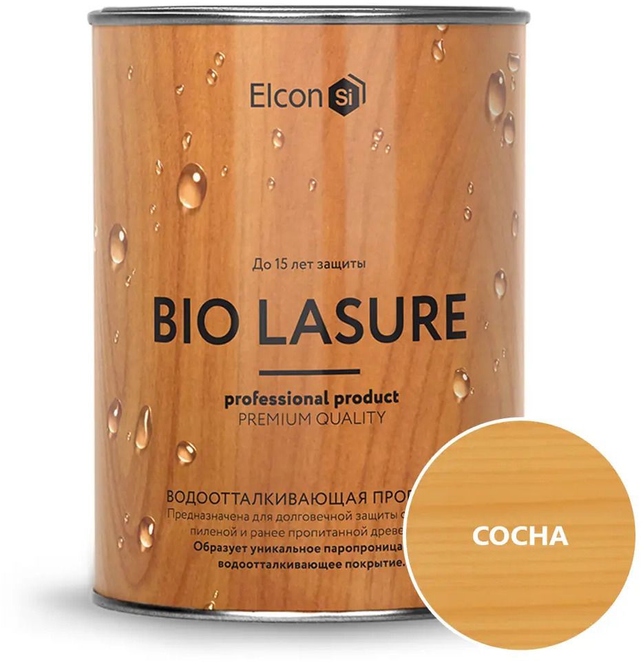 90836368 Водоотталкивающая пропитка для защиты дерева Elcon Bio Lasure цвет сосна 0.9 л STLM-0405575