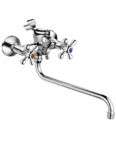 90817862 Смеситель для ванны T5023C двухвентильный с душевой лейкой цвет серебристый Faucet STLM-0396292 OUTE