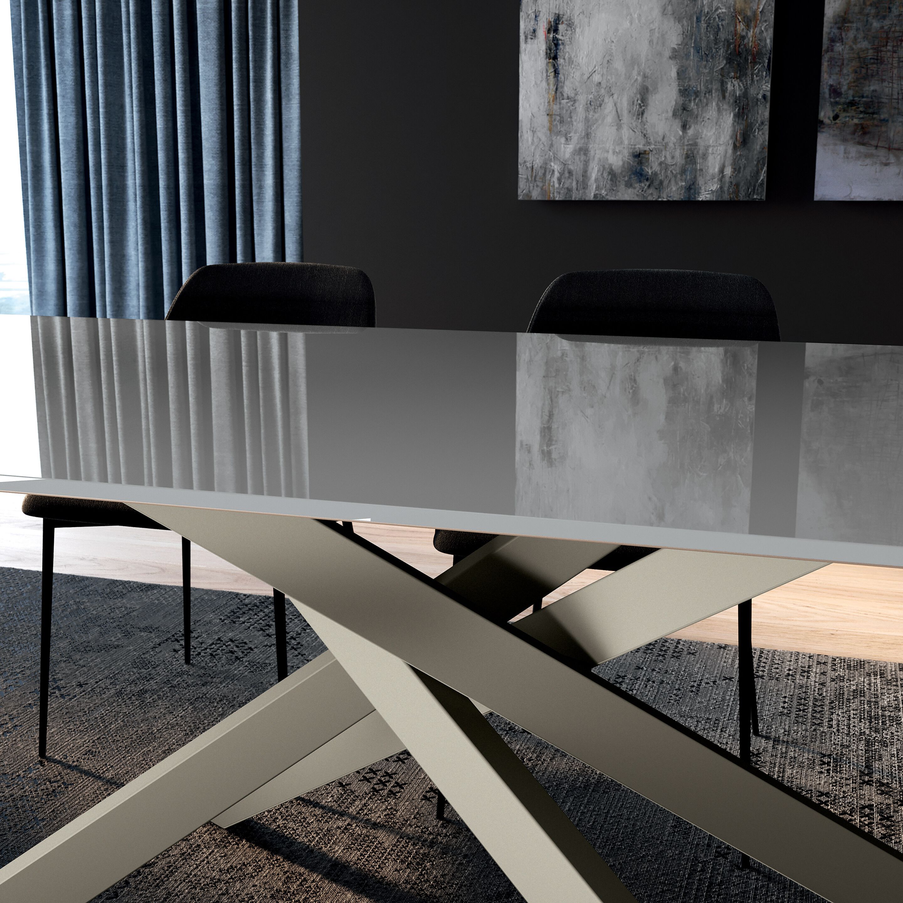 Стеклянный выдвижной прямоугольный стол Febal Casa BLISS ARCH-00088758 - Вид №3