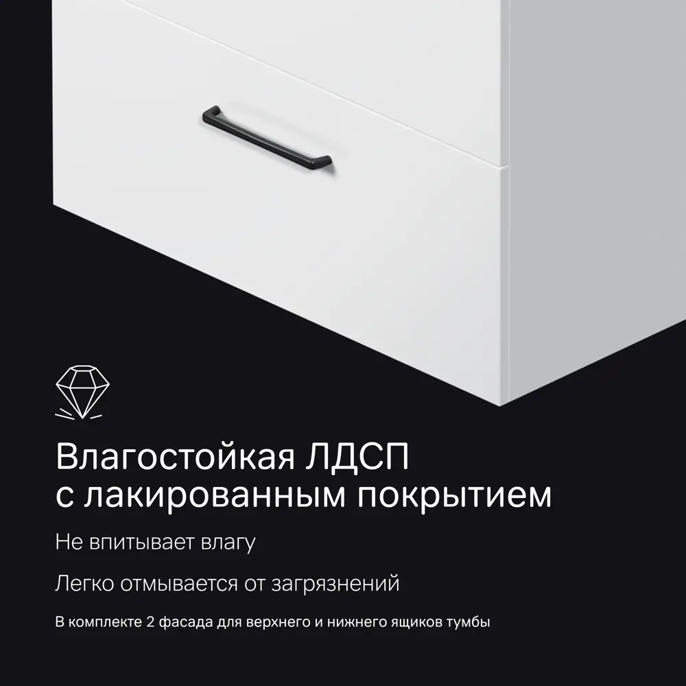 Комплект фасадов для тумбы AM.PM Force M9FFFF0802WM 33x76.5 см влагостойкая ЛДСП цвет белый 2 шт STLM-2182612 - Вид №7