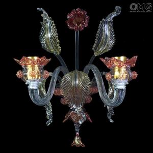 1295 ORIGINALMURANOGLASS Настенный светильник Бра Ка Манцони на 2 лампочки - Венецианский Venetian - муранское стекло 40 см