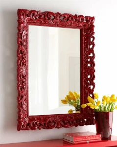 Красное зеркало настенное прямоугольное "Гэрри" LOUVRE HOME CREATIVE 036144 Красный