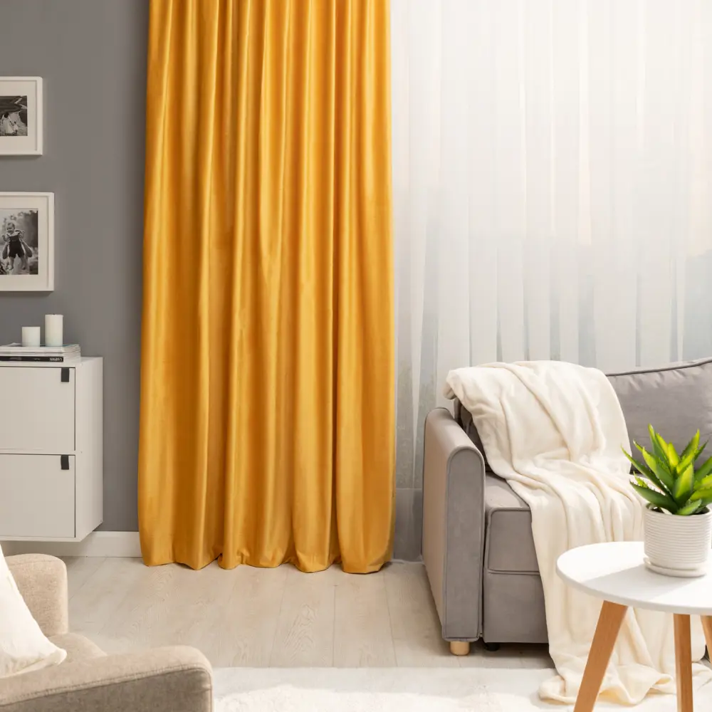 Штора на ленте со скрытыми петлями Inspire Tony 200x280 см цвет жёлтый Solemio 1 82497479 STLM-2155710 