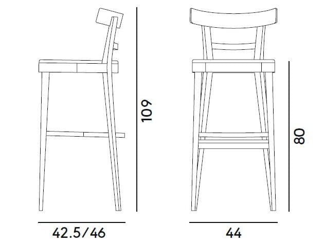 Высокий стул из бука с мягким сиденьем Billiani кафе ARCH-00097546 - Вид №3