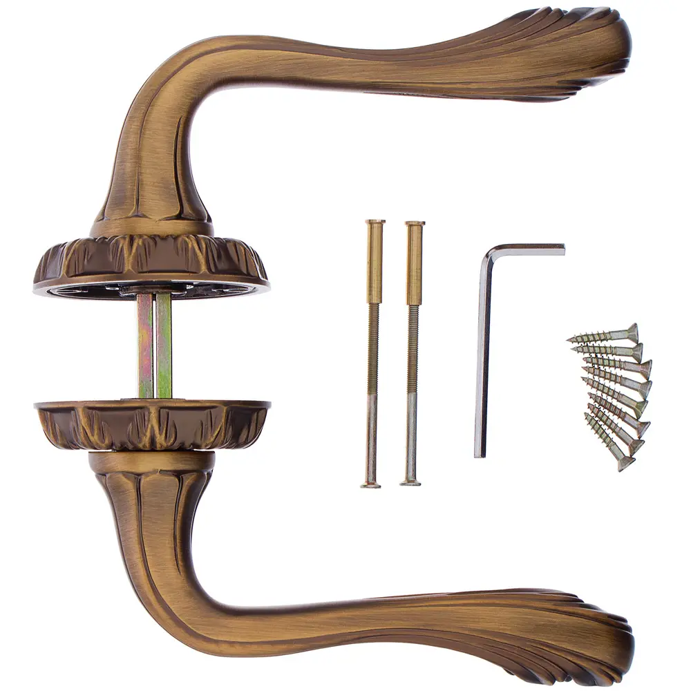 Ручки дверные на розетке Renz Фабриано, ЦАМ, цвет кофе STLM-2108969 - Вид №2