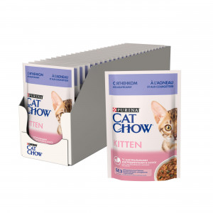 ПР0049780*26 Корм для котят ягненок с кабачками в соусе, пауч 85 г (упаковка - 26 шт) Cat Chow