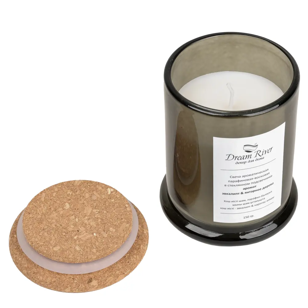 Ароматическая свеча DREAM RIVER с эвкалиптом и янтарным деревом 150 г 89432366 STLM-1564573 - Вид №1