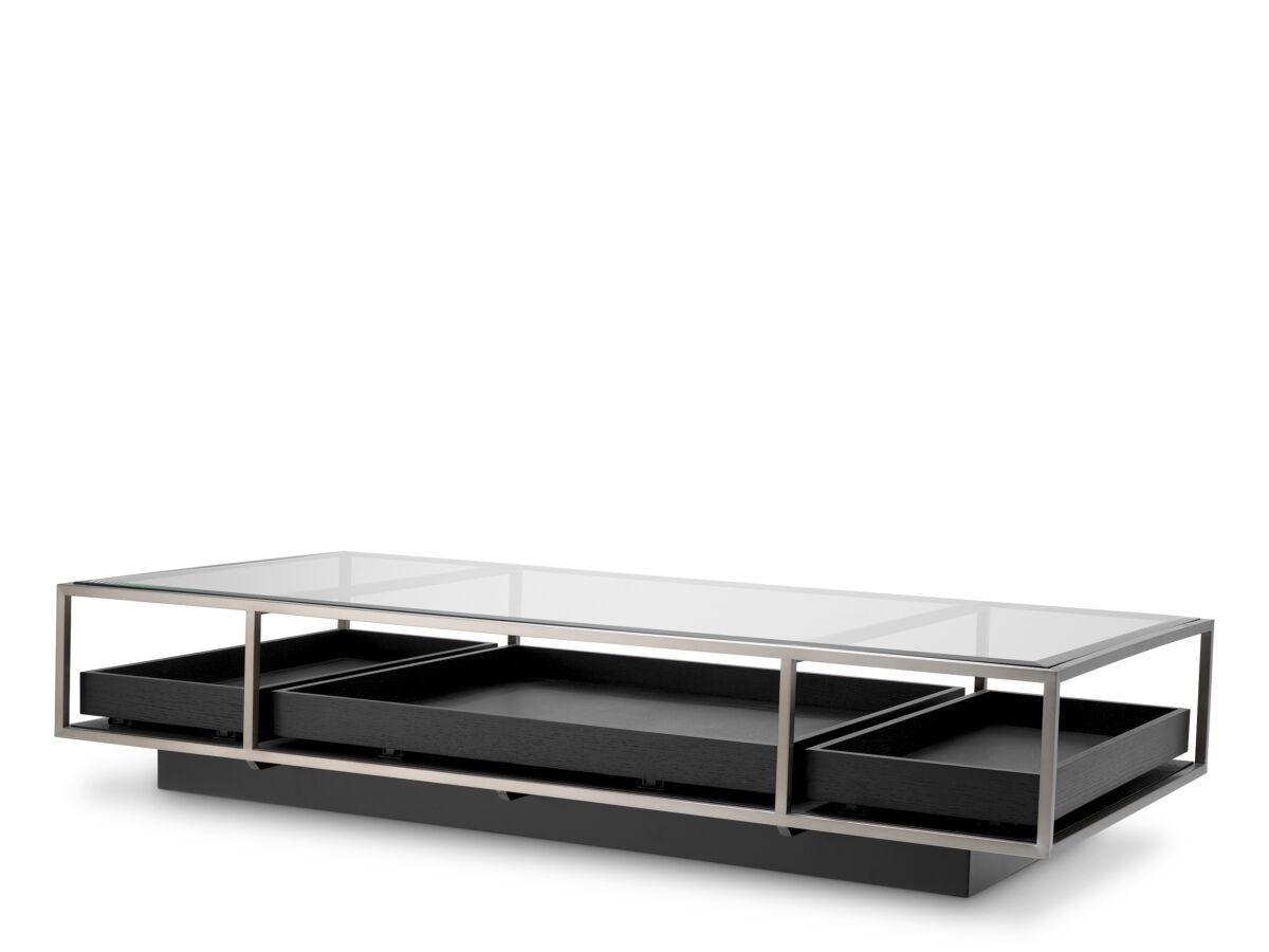 Прямоугольный низкий стол из стали и стекла Eichholtz Roxton ARCH-00031007