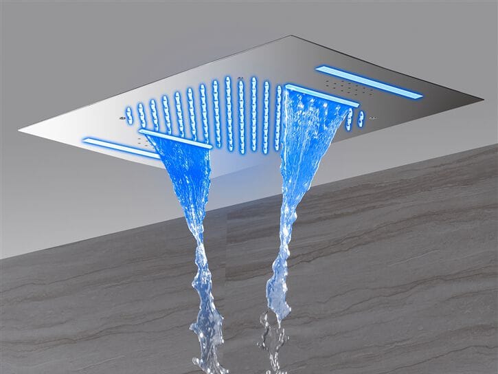 Прямоугольная потолочная душевая головка из нержавеющей стали с освещением Fontana Showers BINASCO ARCH-00148384